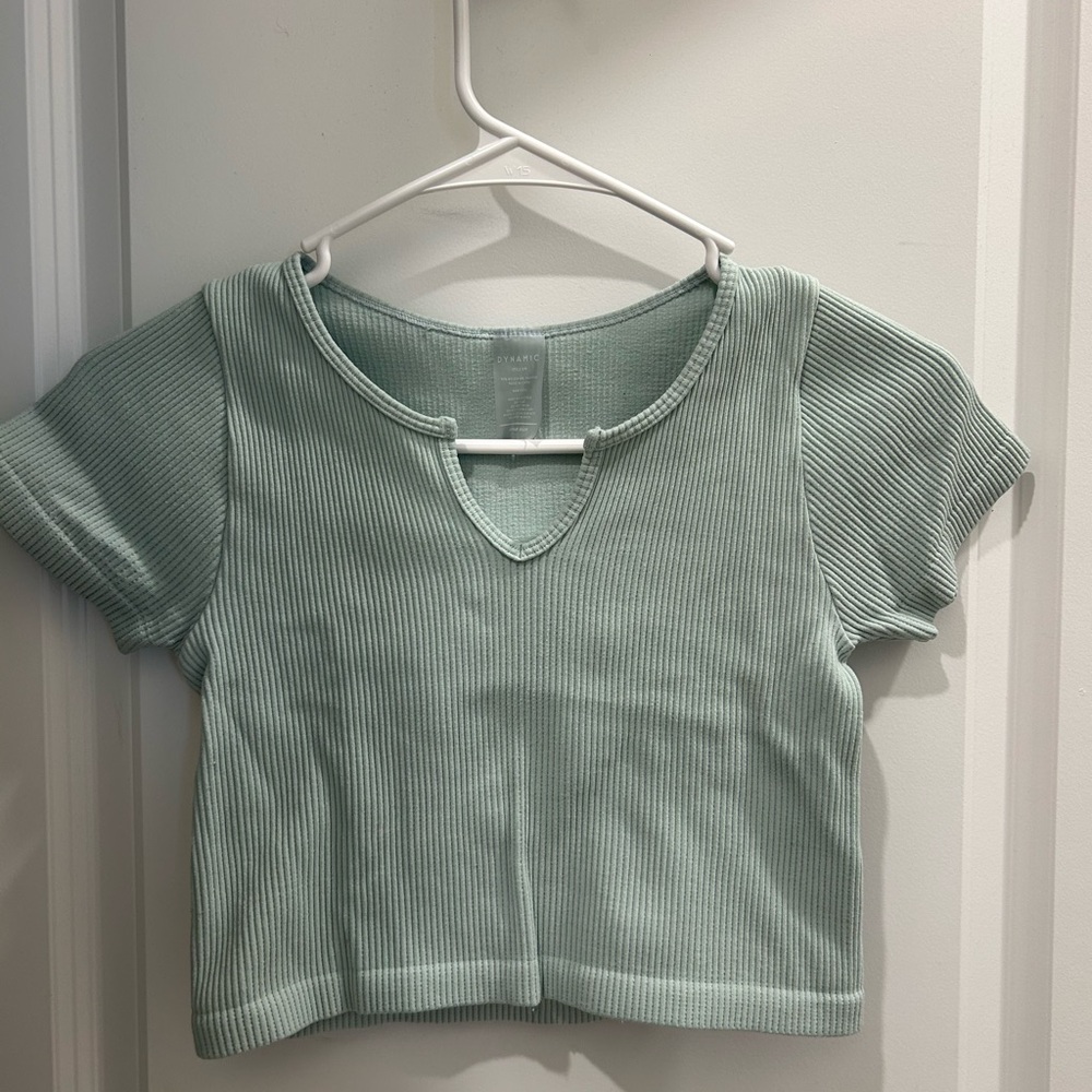 Mint Green Ribbed Crop Top